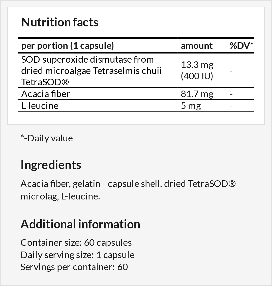 Labs212 SOD (superoxide Dismutase) 60 Caps. | MZ-Store